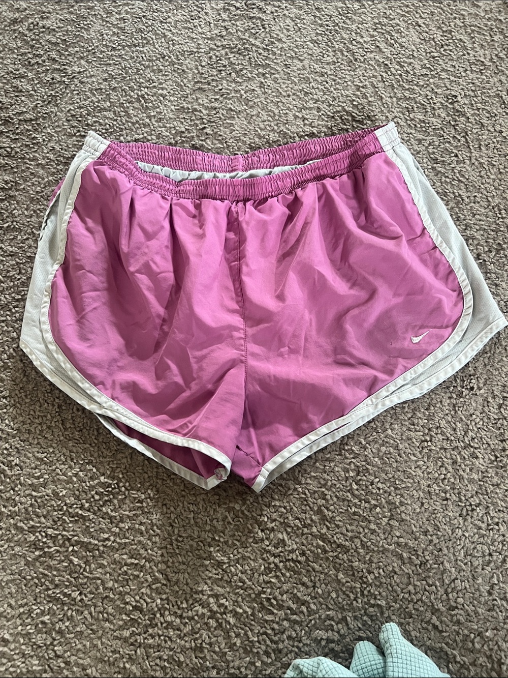 Nike Women's Pink Athletic Running Shorts with White Trim